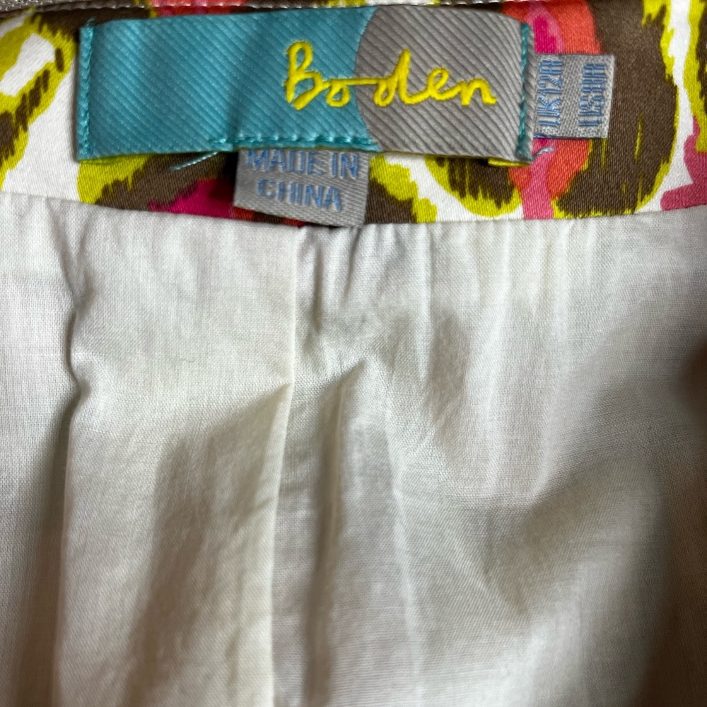 Boden Floral Sheath Dress US 8 Pink Green Cotton Scoop Neck Cap Sleeve - Picture 12 of 14